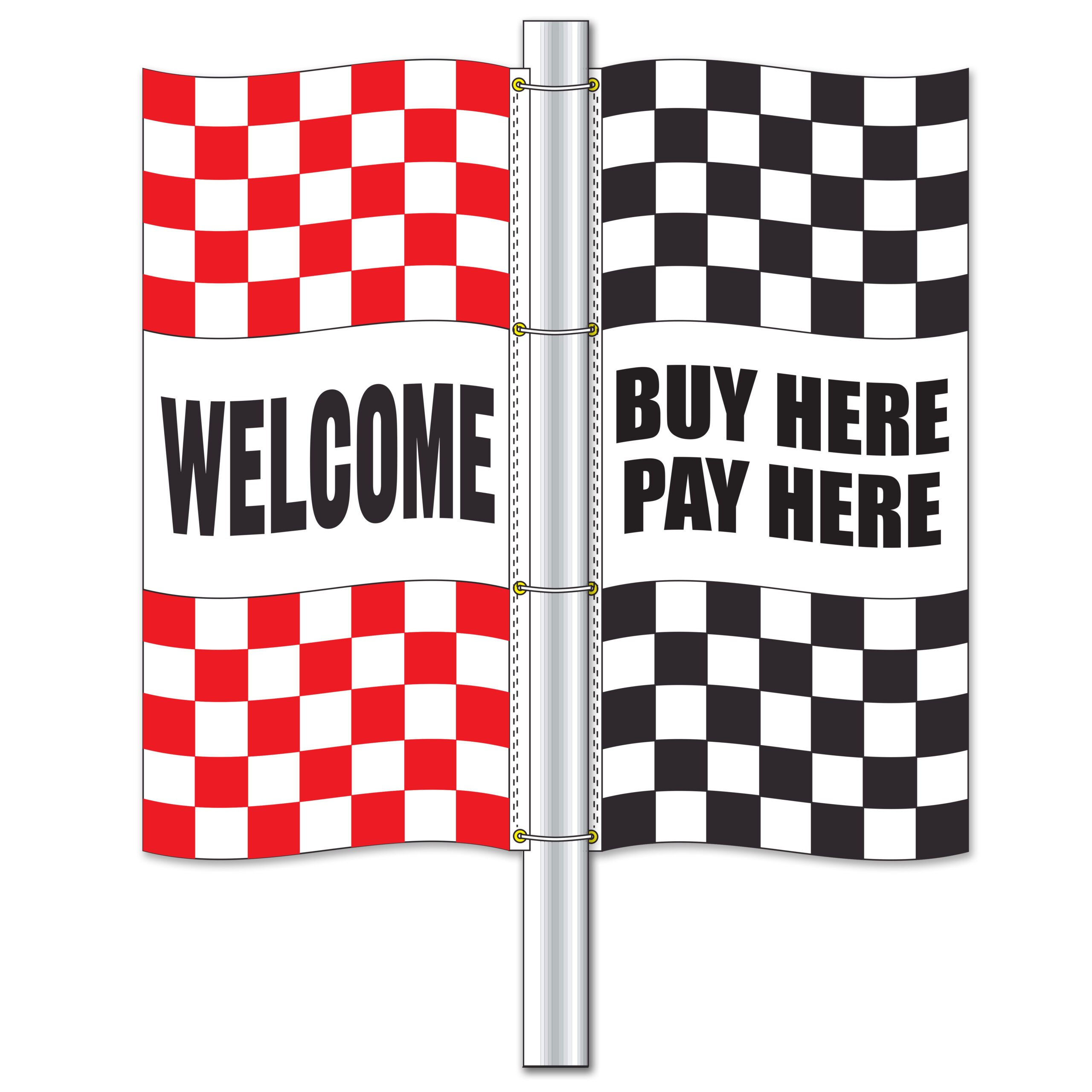 Checkered Pole Flags with Slogans