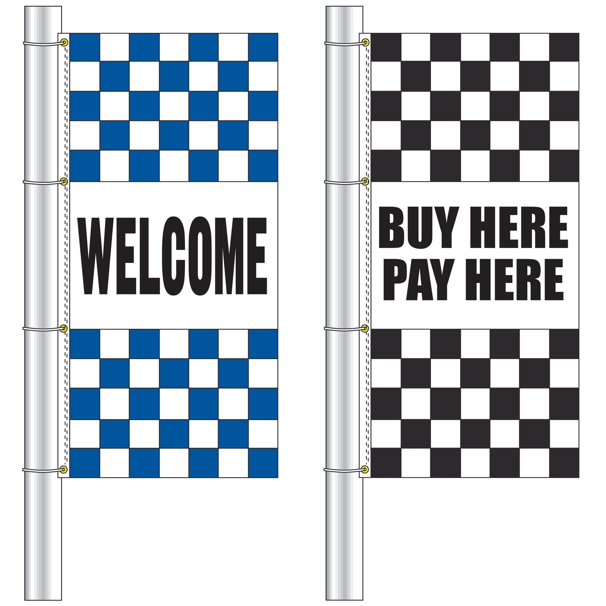 Checkered Pole Flags with Slogans - Image 2