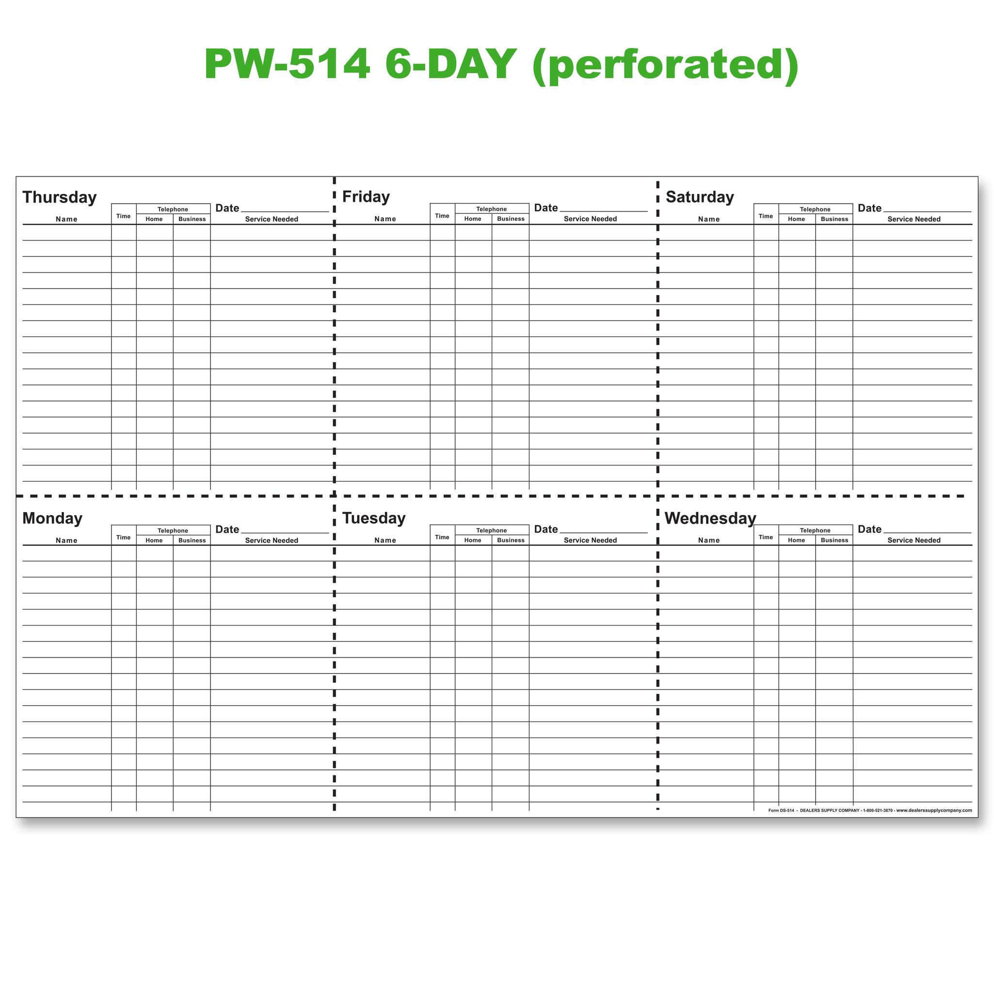 Service Appointment Pads