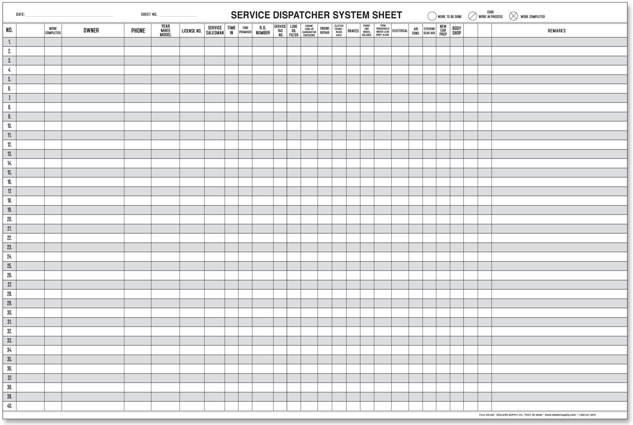 Service Dispatcher Sheets - Image 2