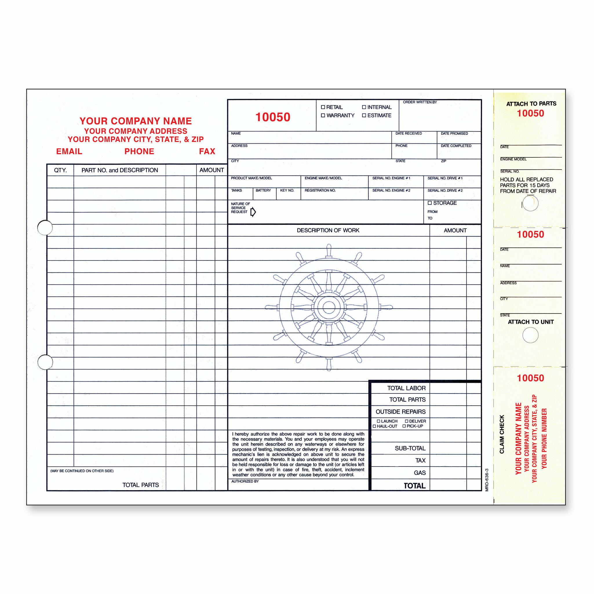 Boat Repair Order Forms - Image 2