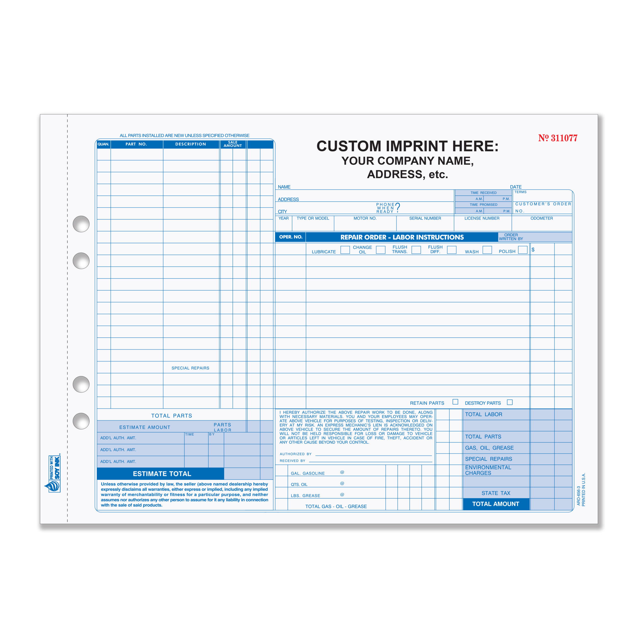 Powersports Vehicle Repair Forms