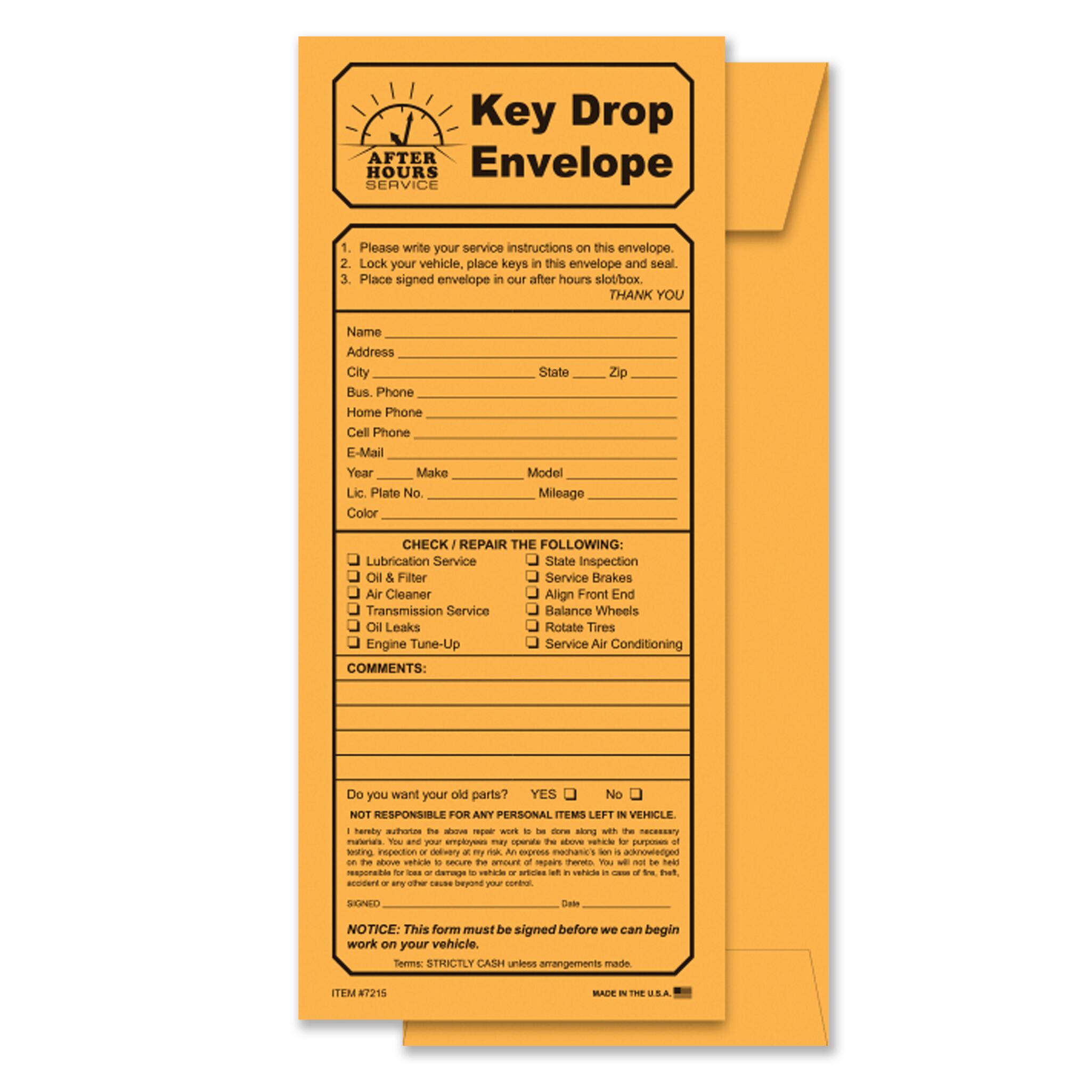 Key Drop Envelopes