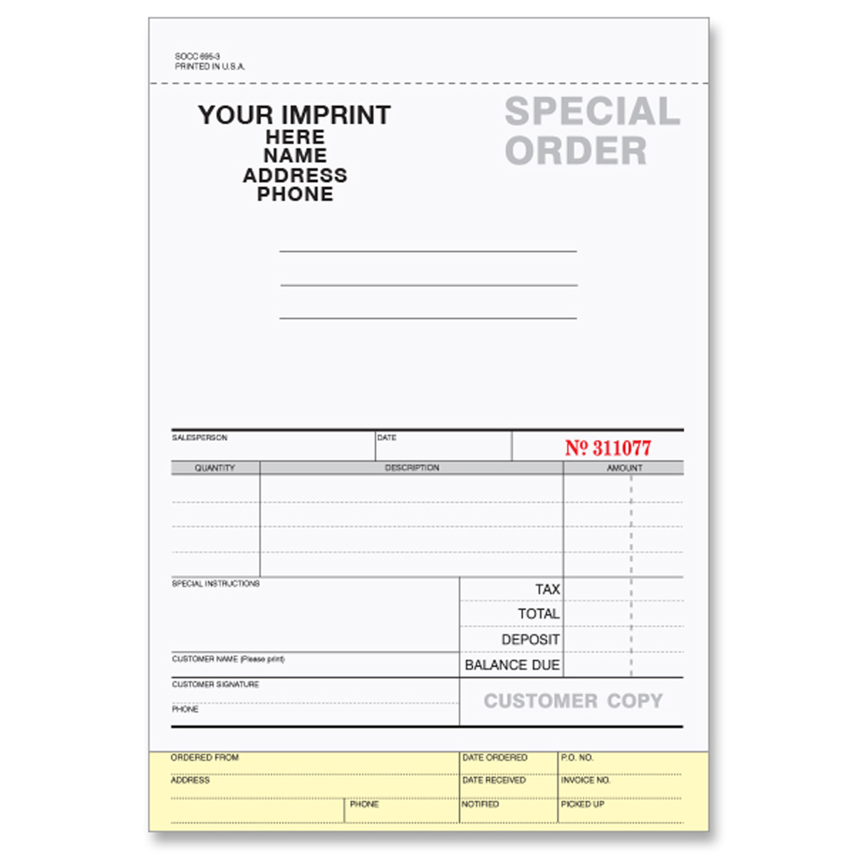 Special Order SNAP-A-PART Forms