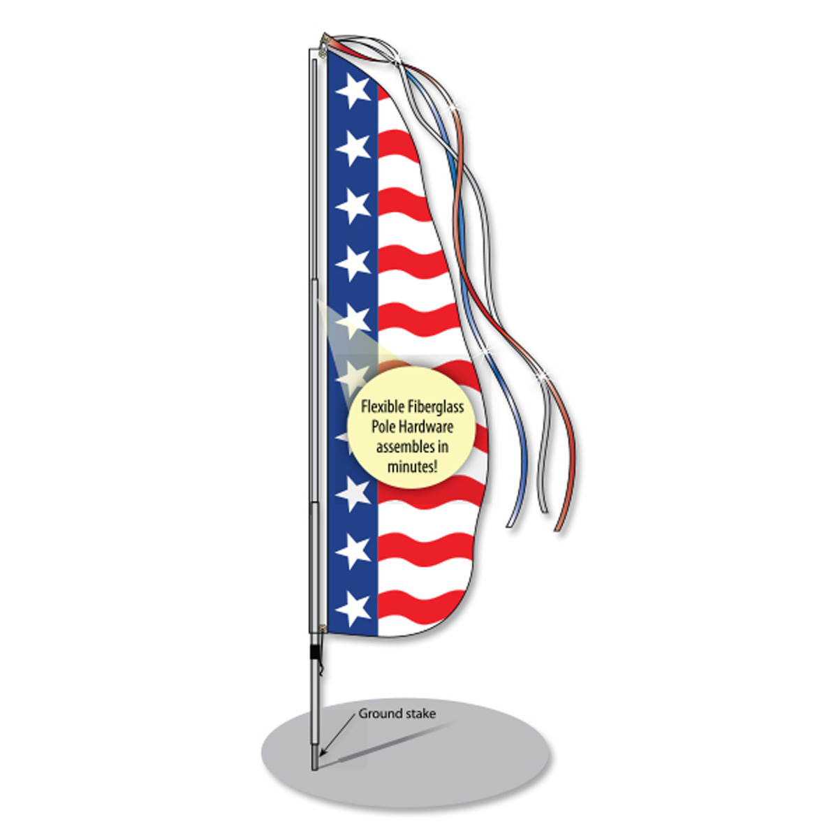 Patriotic or Racing Style Feather Dancer® Flags - Image 2
